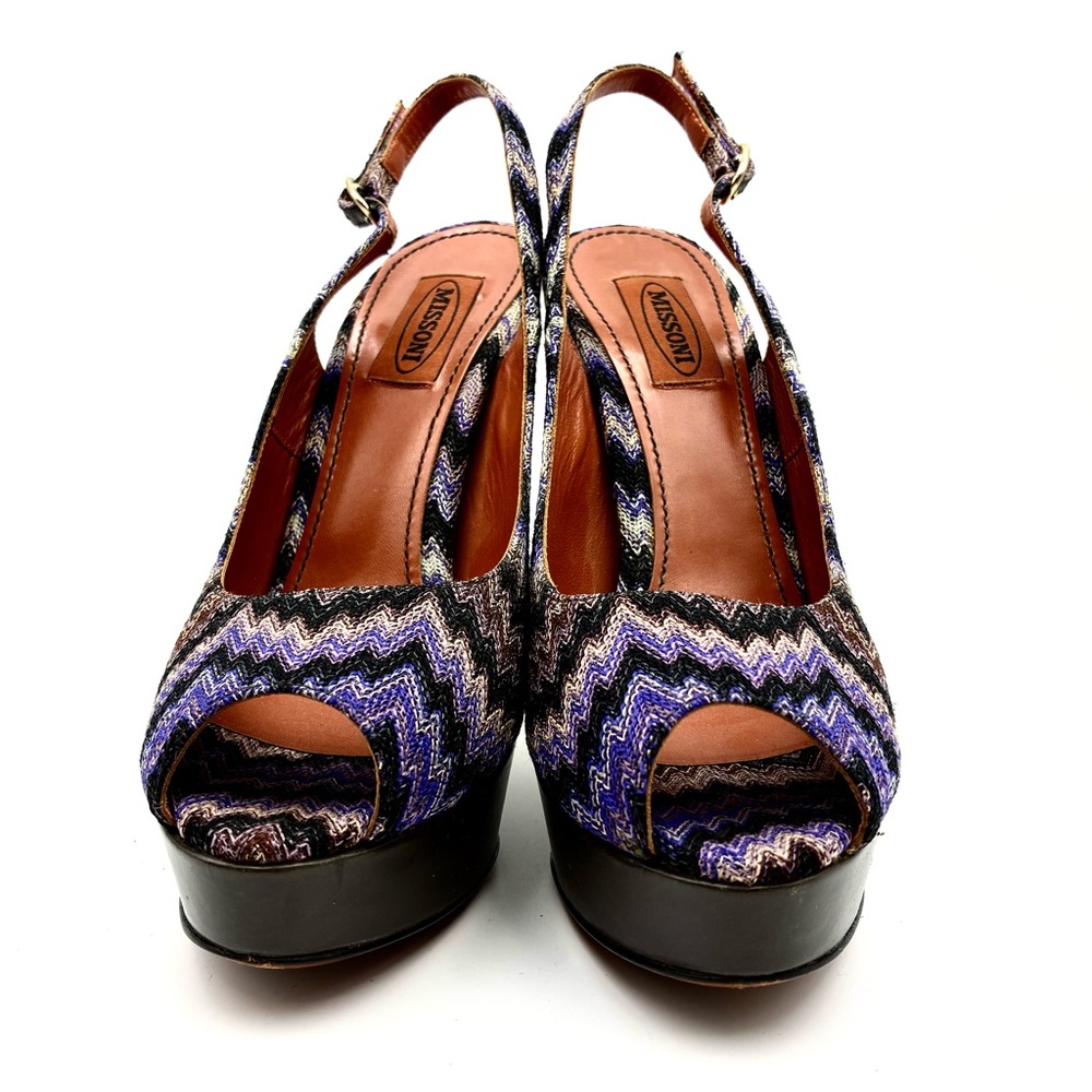 Missoni Multicolor Zigzag Perp Toe Slingback Pumps - image 4